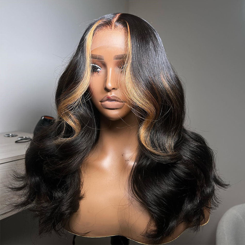 210% Density Light Highlight Blonde Lace Wigs Elegant Length