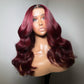 210% Density 99J Burgundy Lace Wigs With Dark Roots Very Full And Bouncy