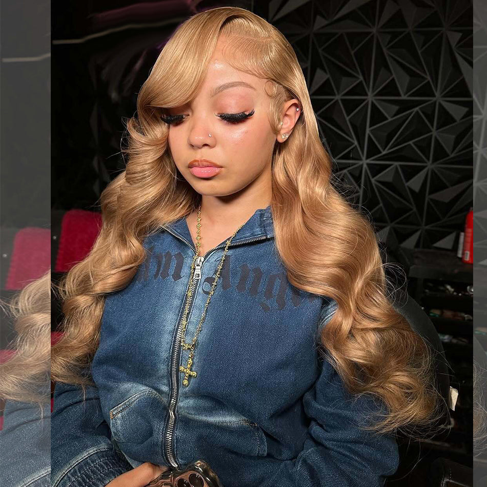 Special Customized Linen Blonde Colored HD Transparent 13x6 Lace Front Human Hair Wigs