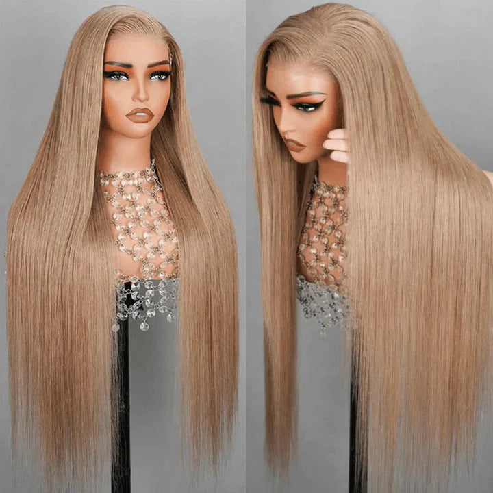 Special Customized Linen Blonde Colored HD Transparent 13x6 Lace Front Human Hair Wigs